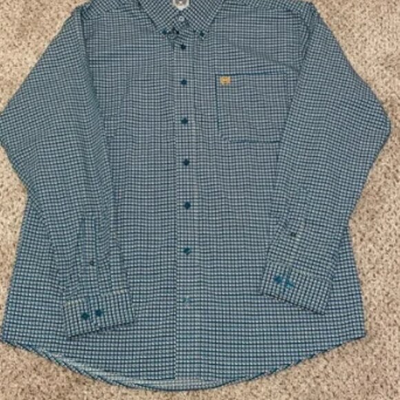 Cinch Shirt Mens‎ Medium M Green Button Up Long Sleeve 100% Cotton Comfort - Picture 1 of 5